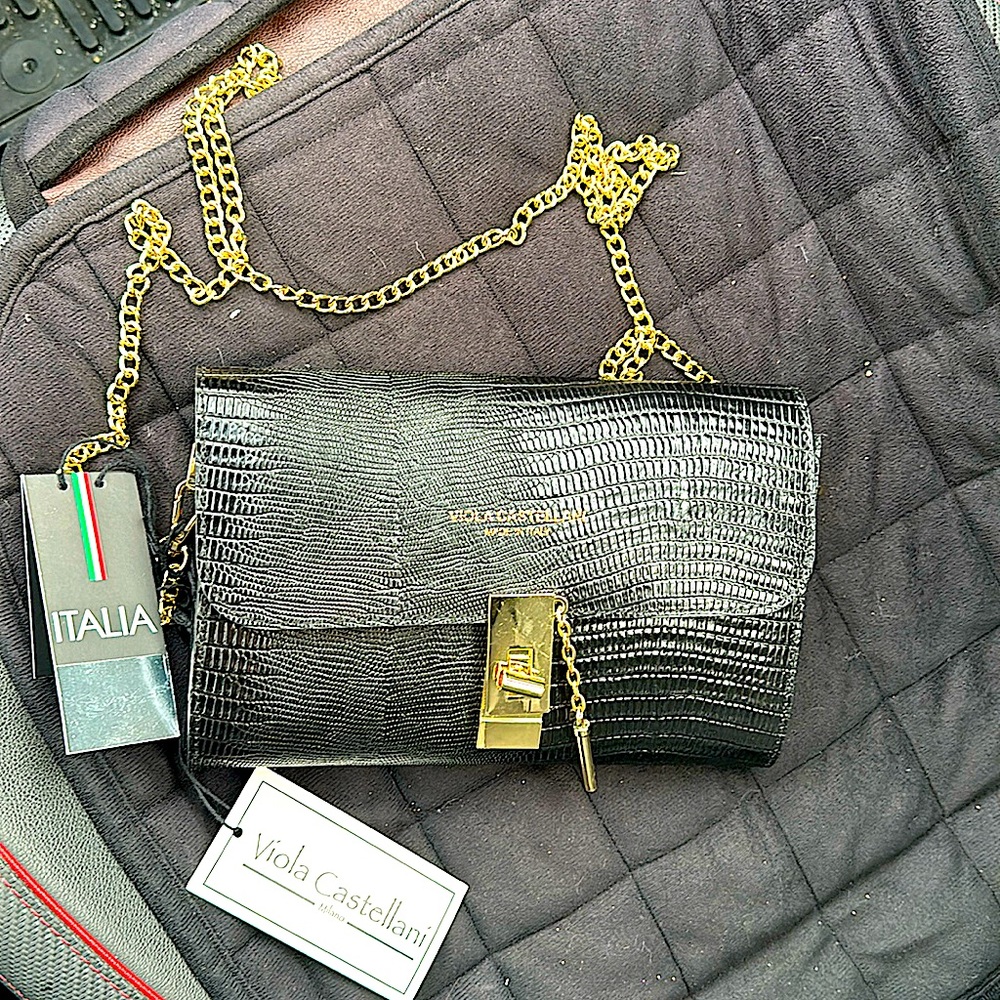 Viola Castellani Genuine Leather Crossbody Purse